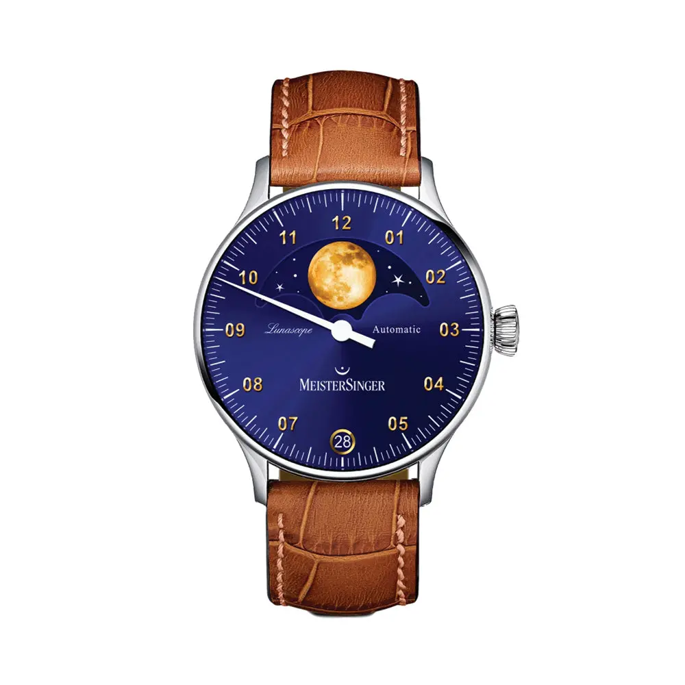 Lunascope 40Mm - Sunburst Blue And Gold On Leather Strap 1