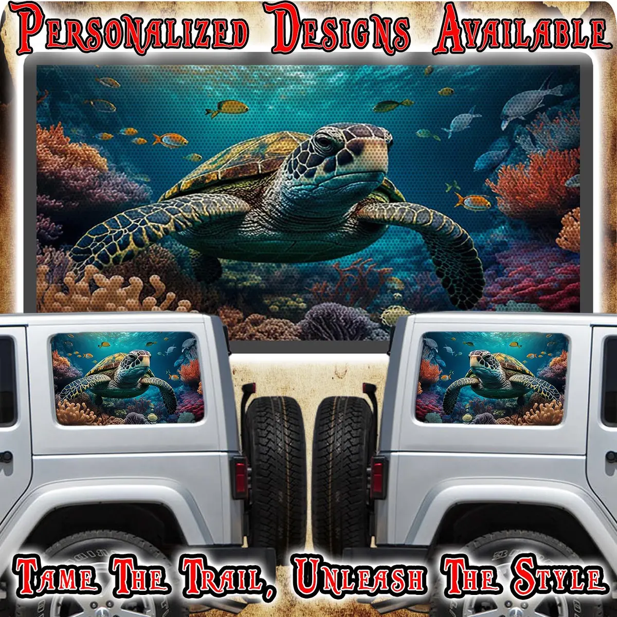 Sea Turtle Rear Quarter Window See Through Graphic. 1