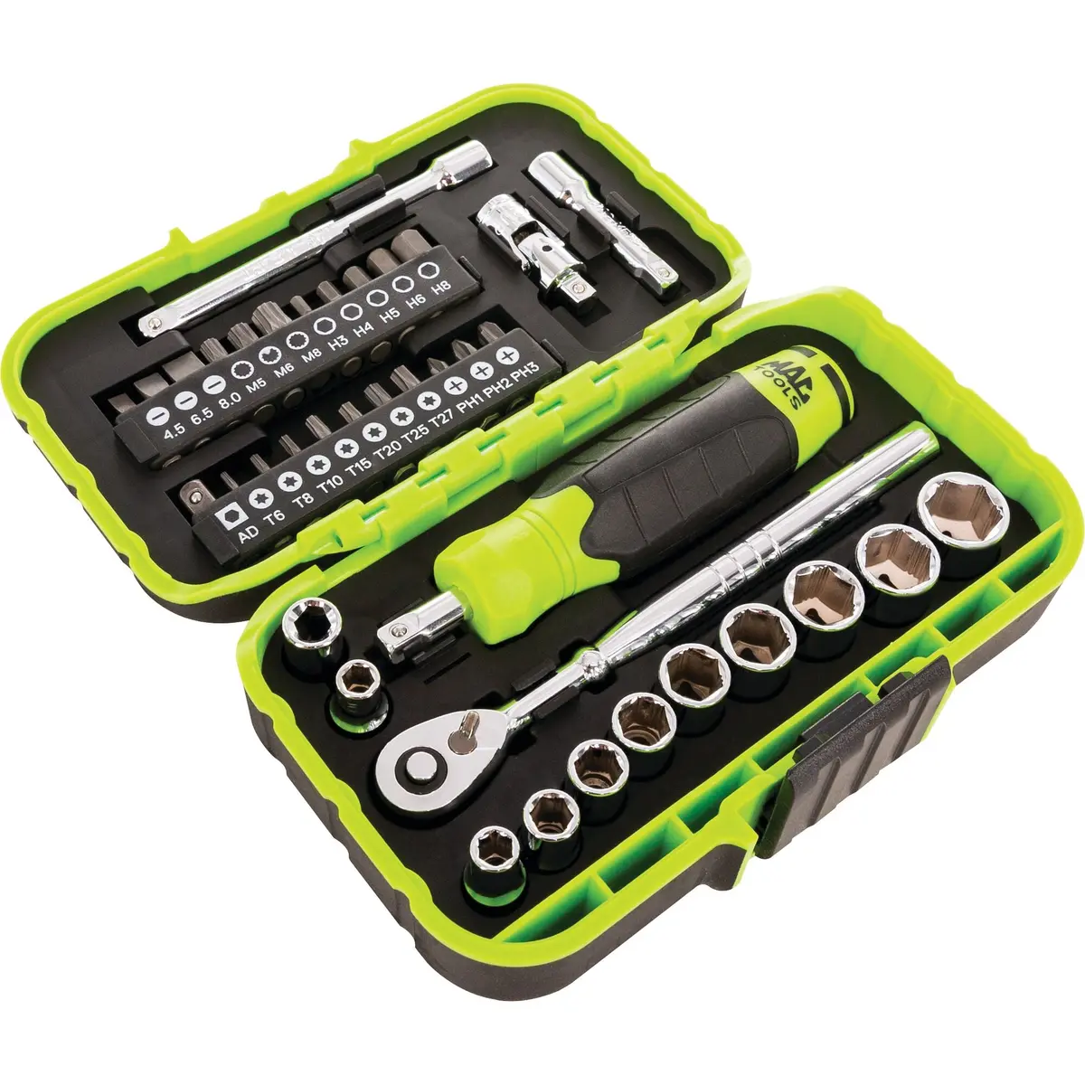 38-Pc. 1/4" Drive Sae Precision Torque Micro Set - Hi-Vis Green 1