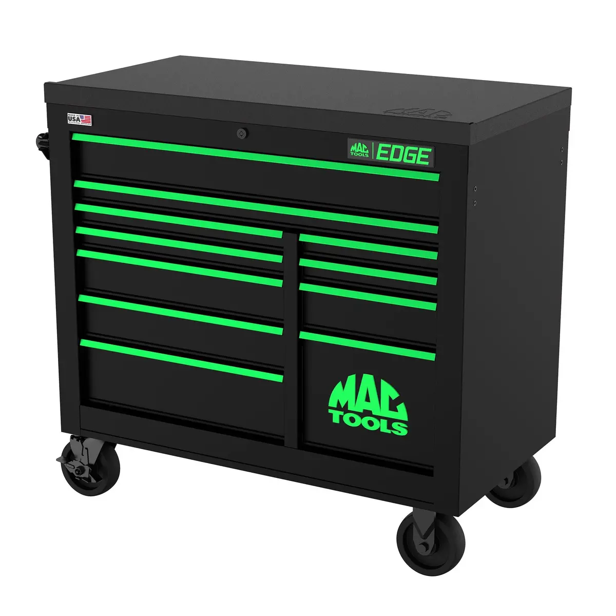 Edge™ 11-Drawer Workstation - Flat Black/Green Trim 1