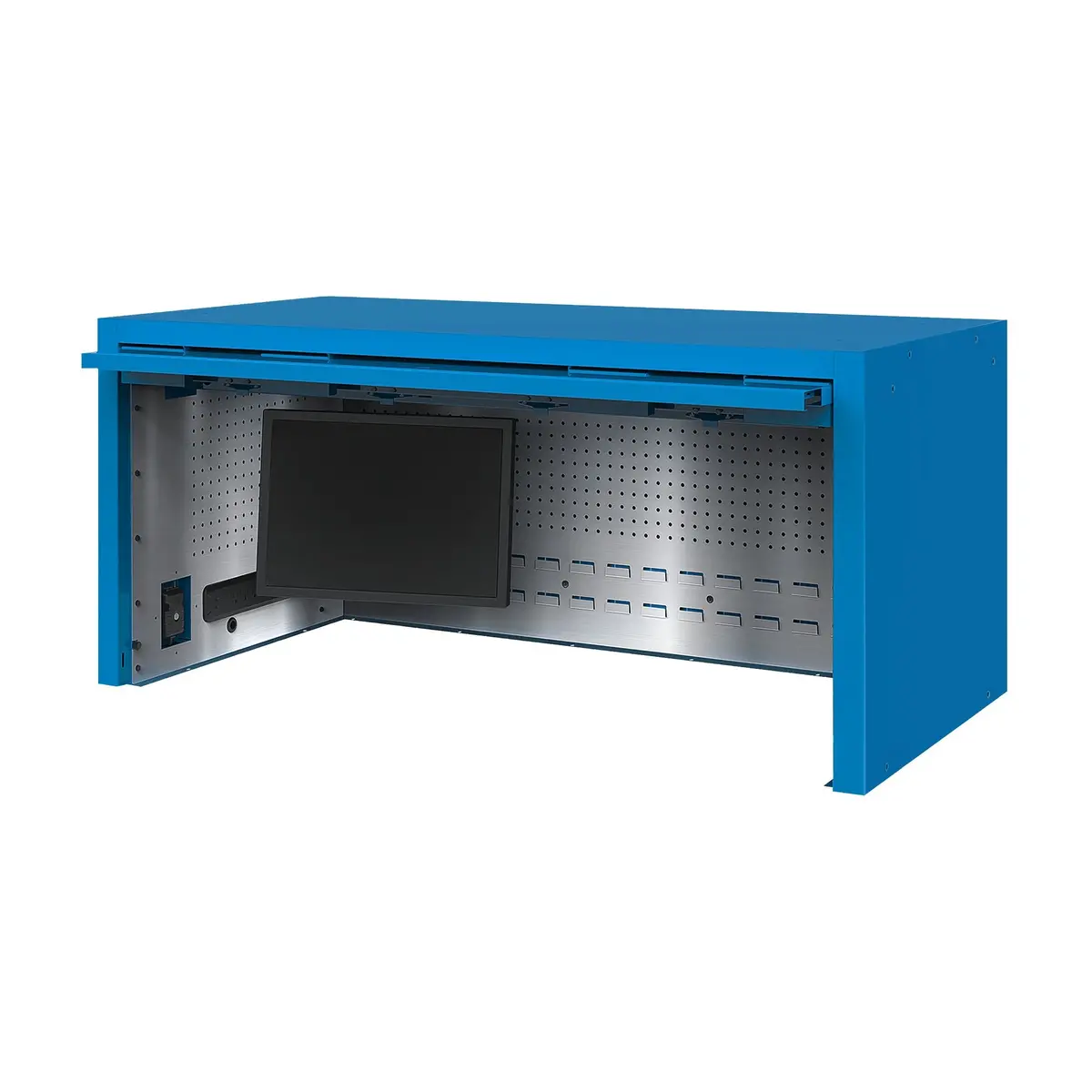 Macsimizer® Hd Powered Top Hutch 56" - Boss Blue-Matte Black 1
