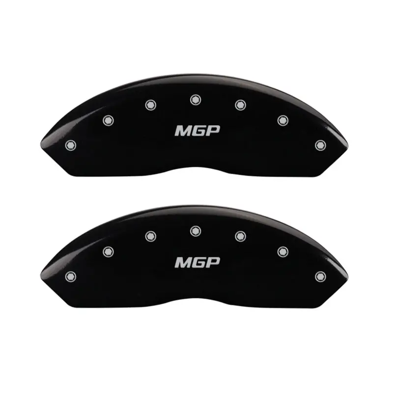 Mgp Engraved 4-Piston Caliper Covers – Front And Rear, Black Finish With Silver Chrome Detailing 1