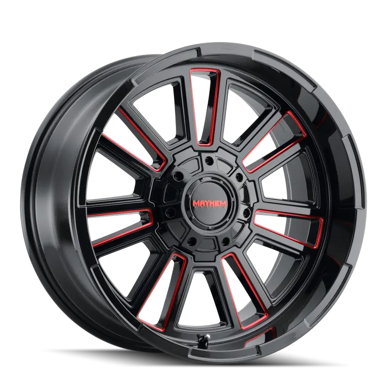 Mayhem Apollo Forged Alloy Wheel – 20X10, 8X165.1 Bolt Pattern, -19Mm Offset, 125.2Mm Hub Bore, Black W/ Prism Red Accents 1