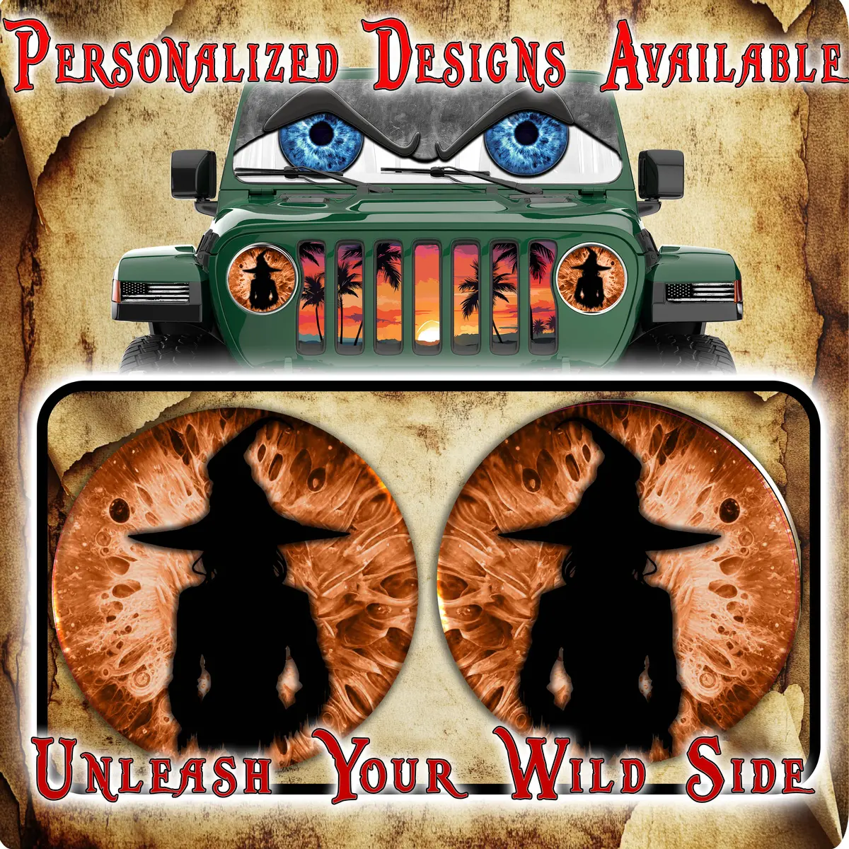 Witch Orange Moon For A Round Beast Headlight Decal 82 1