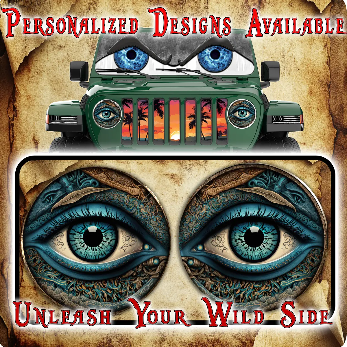 Real Eye Headlight Decals Blue Green 85 1