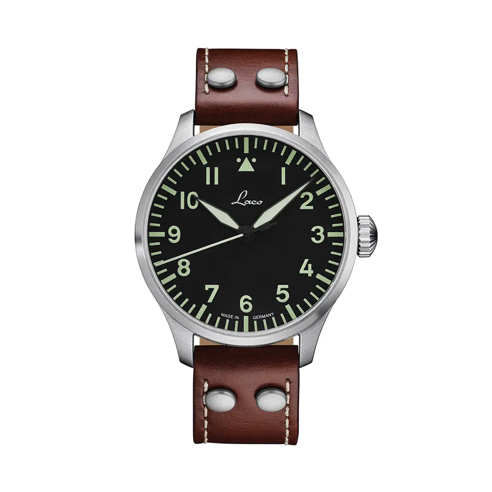 Pilot Watch Basic Augsburg 42Mm - Black On Leather Strap 1