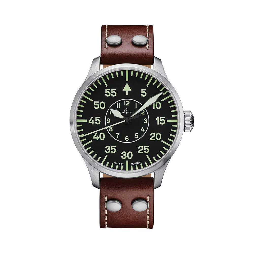 Pilot Watch Basic Aachen 42Mm - Black On Leather Strap 1