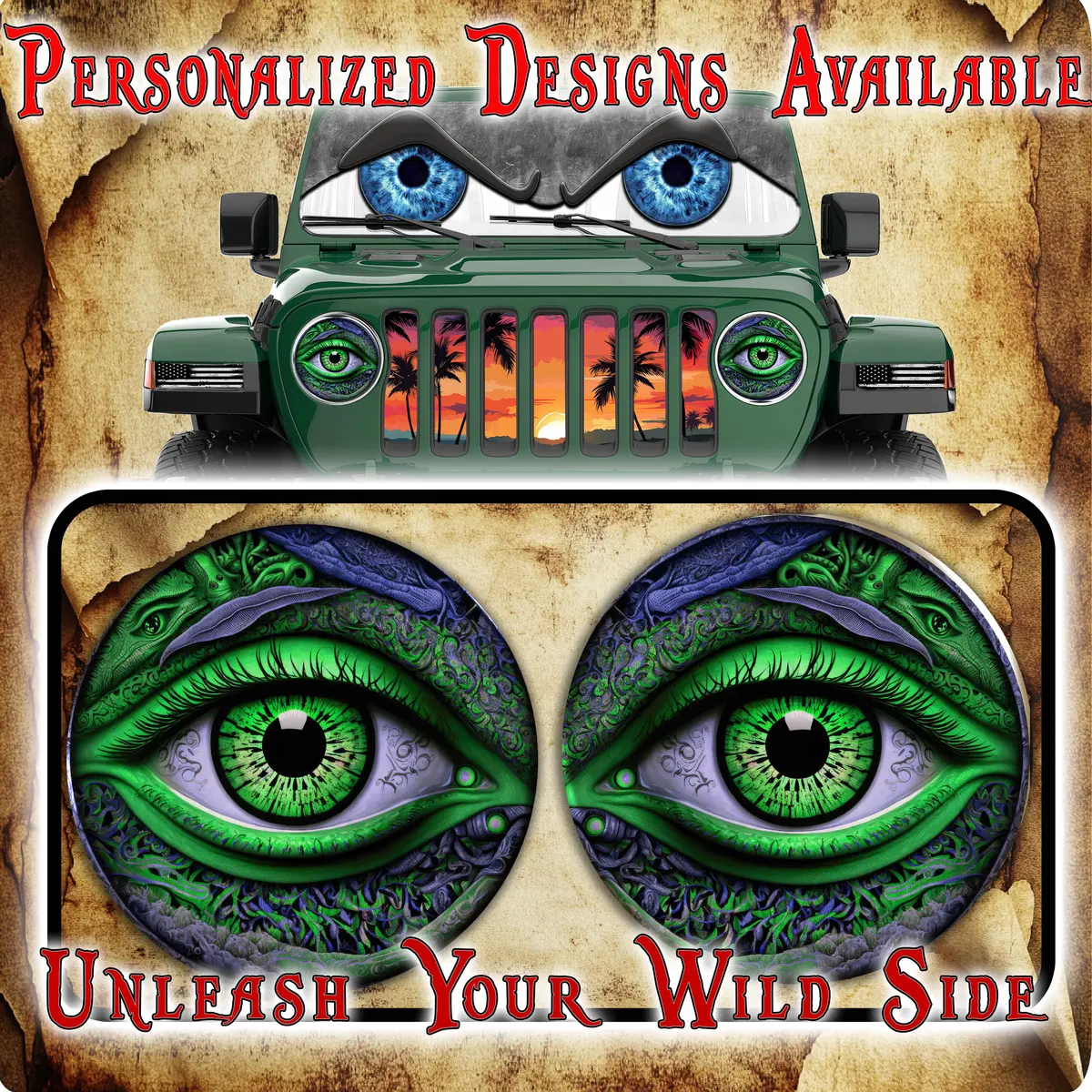 Real Eye Green Headlight Decals 86 1