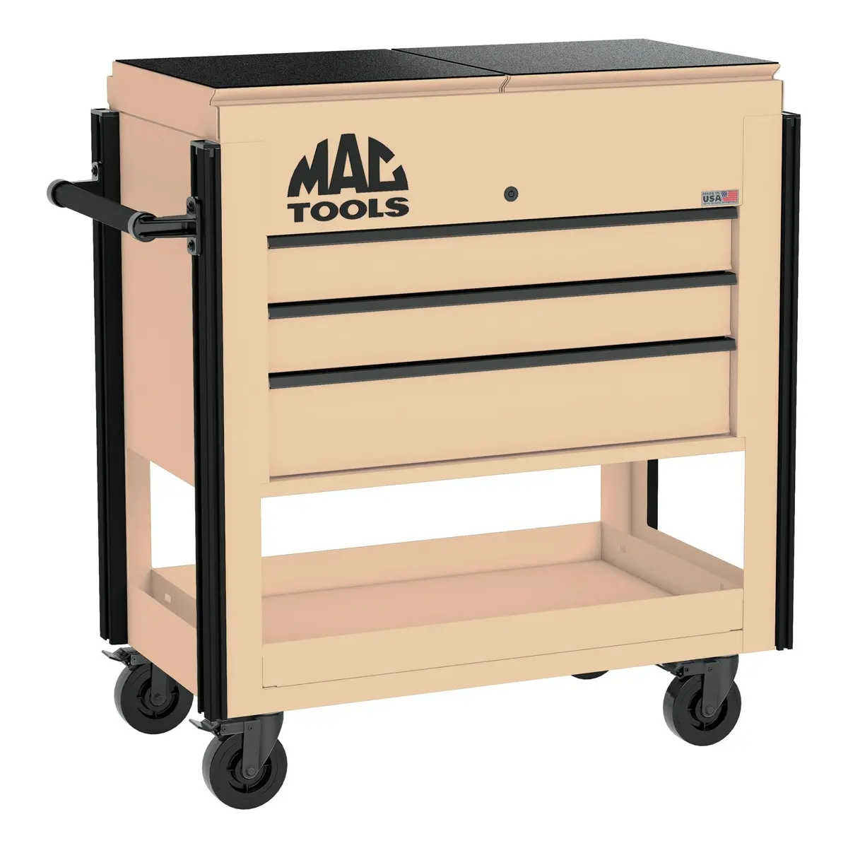 3-Drawer Utility Cart W/ Split Sliding Lid - Desert Tan 1