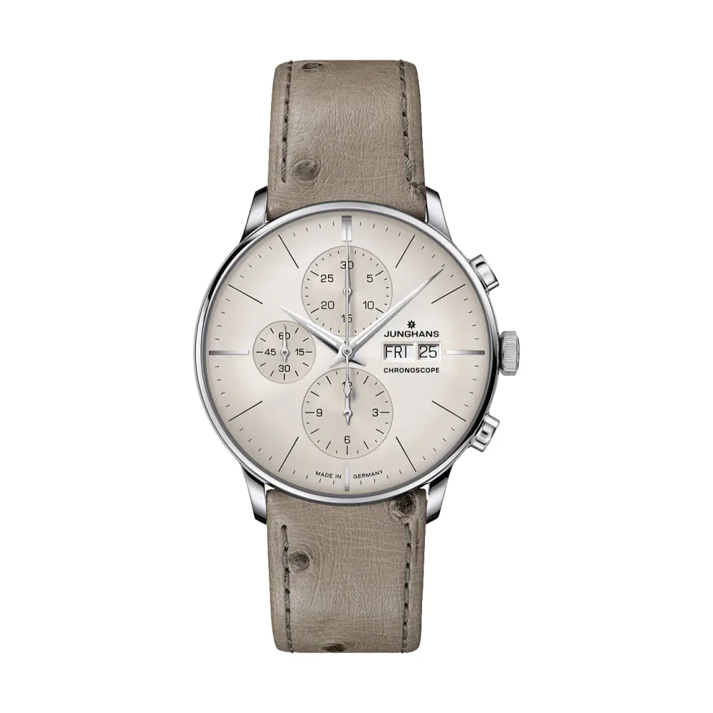 Meister Chronoscope English Date 40.7Mm - Ivory On Leather Strap 1