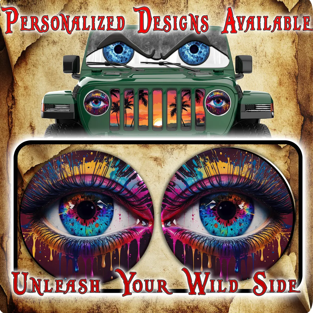 Real Eye Paint Splash Headlight Decal 89 1