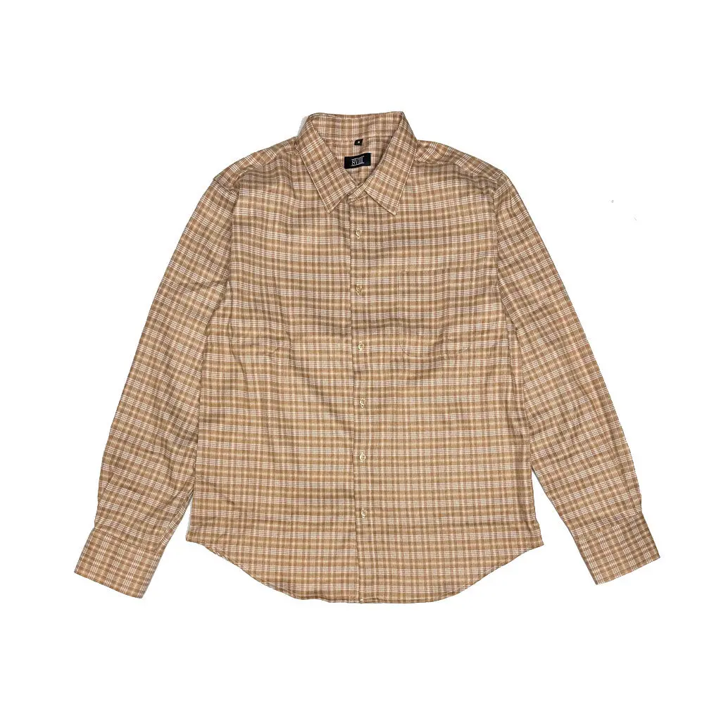 8Viii Plaid L/S Flannel - Cream/Brown 1