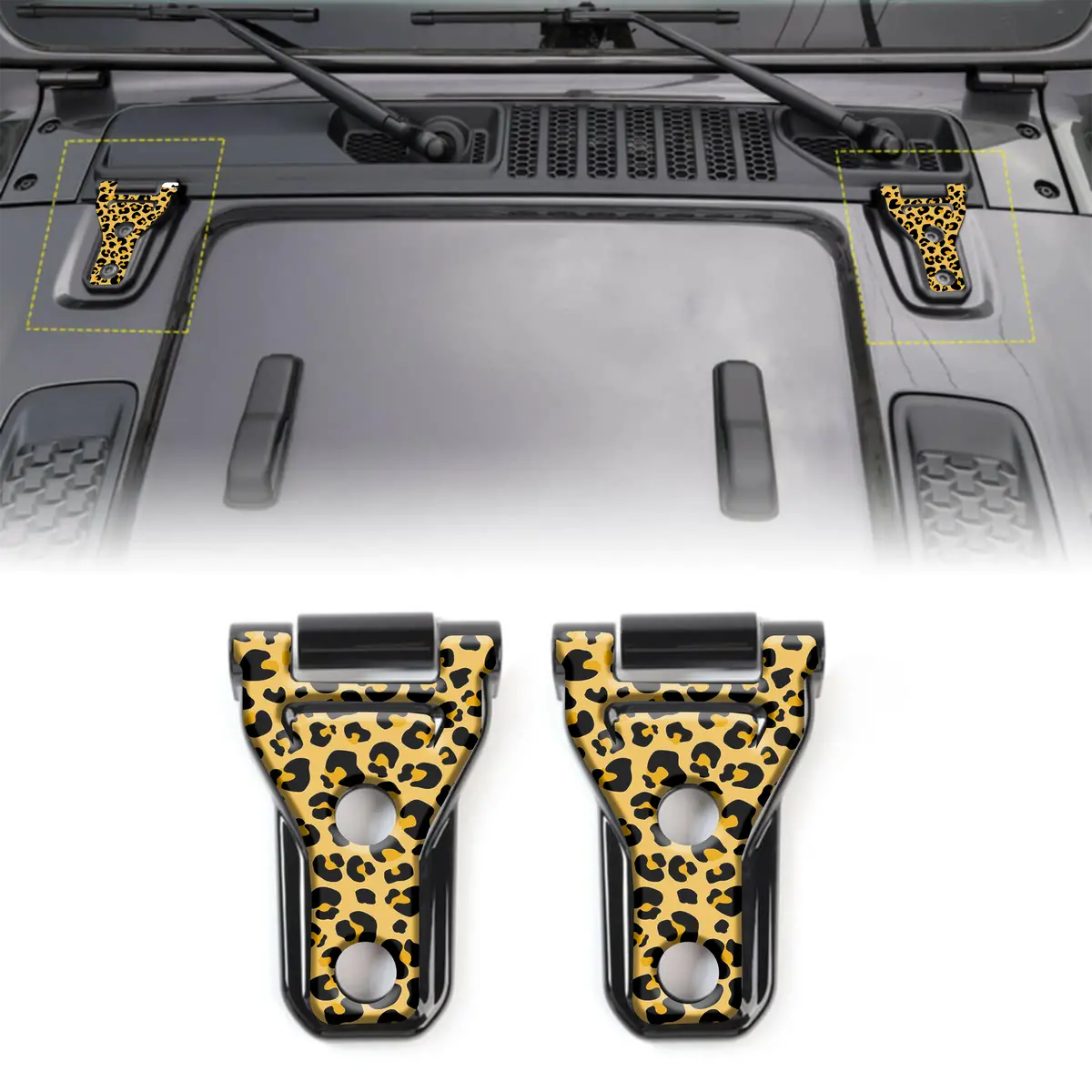 Leopard Print Hood Hinge Overlay Decals 8 1