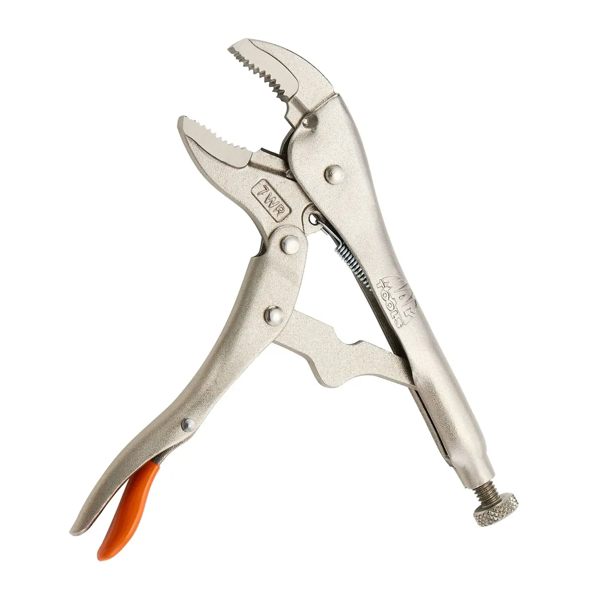 7" Curved Jaw Trigger Release Locking Pliers With Wire Cutter - Orange 1