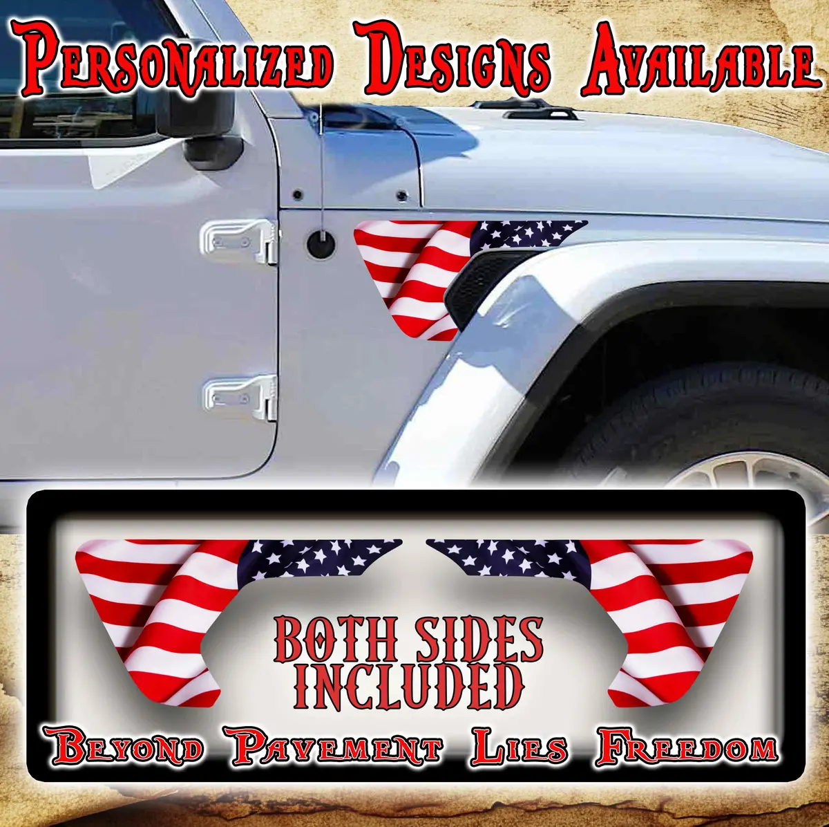American Flag Fender Vent Decal For The Jl Or Jt 2018 Or Newer 225 1