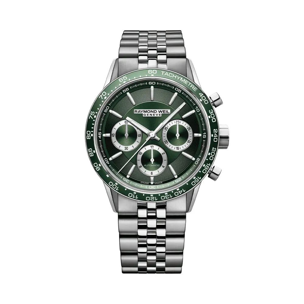 Freelancer Automatic Chronograph Ceramic Bezel 43.5Mm - Green On Bracelet 1