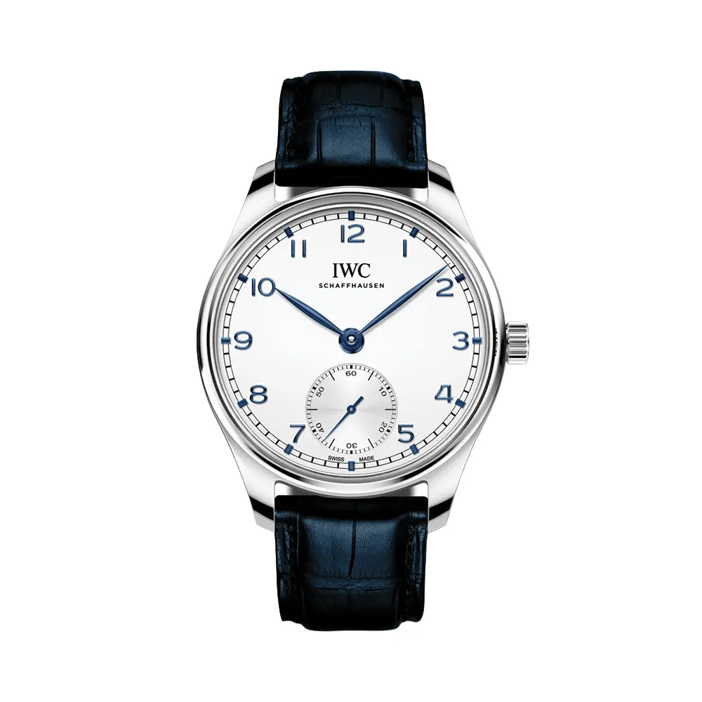 Portugieser Automatic 40Mm - Silver W/ Blue Accents On Leather Strap 1