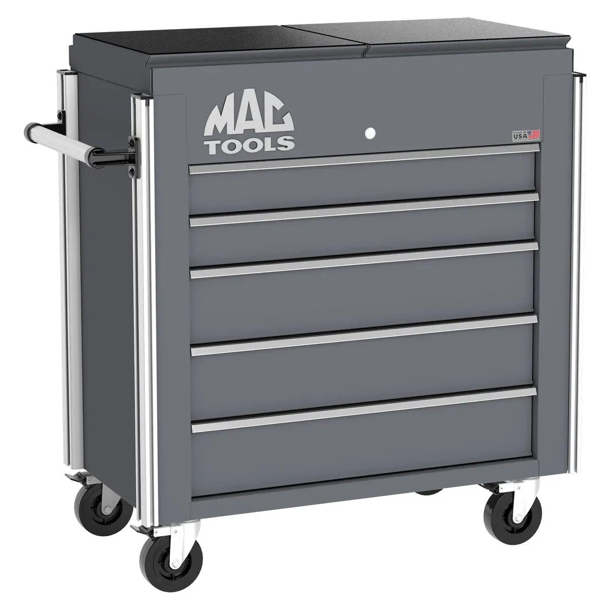 5-Drawer Utility Cart W/ Split Sliding Lid - Carbon Gray 1