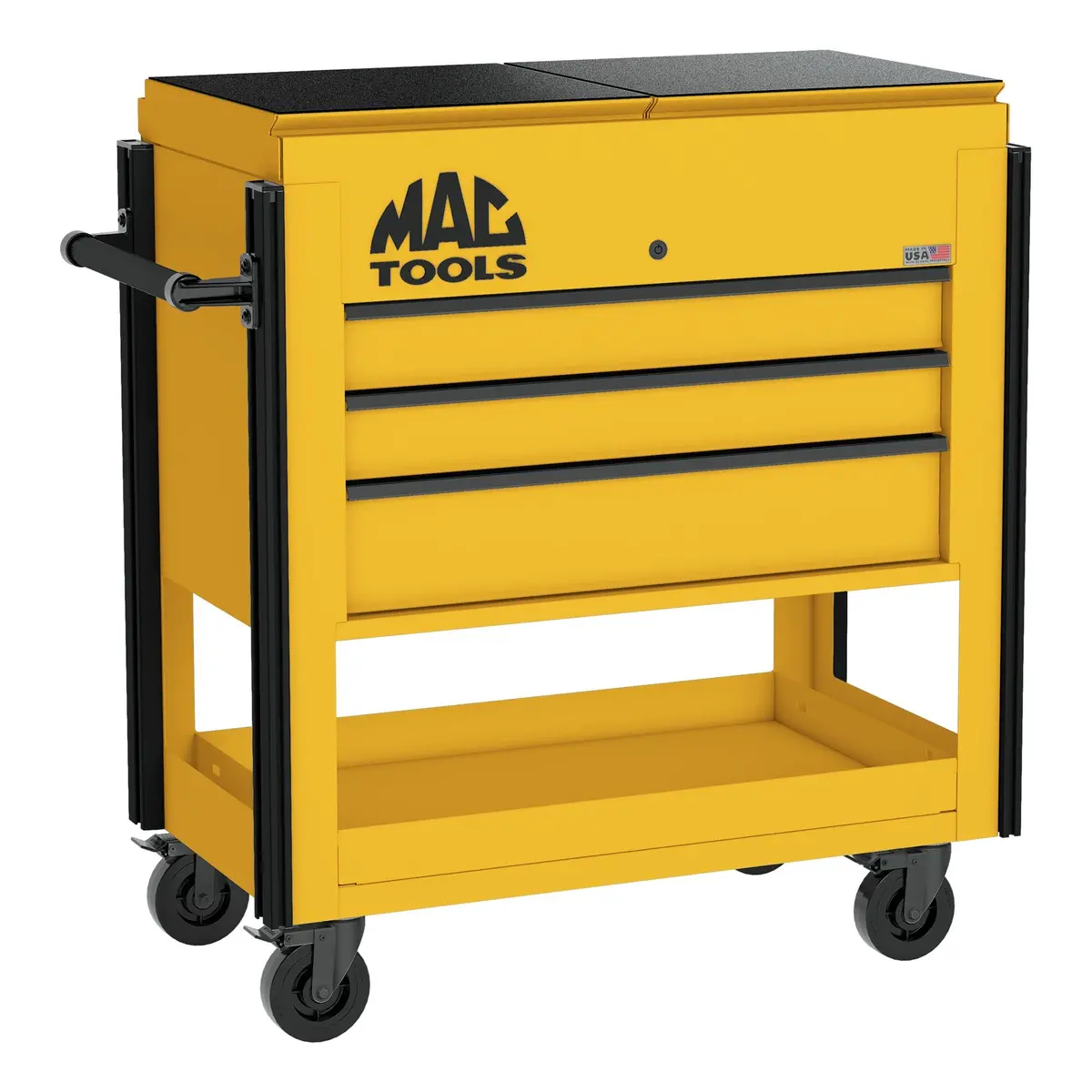 3-Drawer Utility Cart W/ Split Sliding Lid - Sunburst Yellow 1