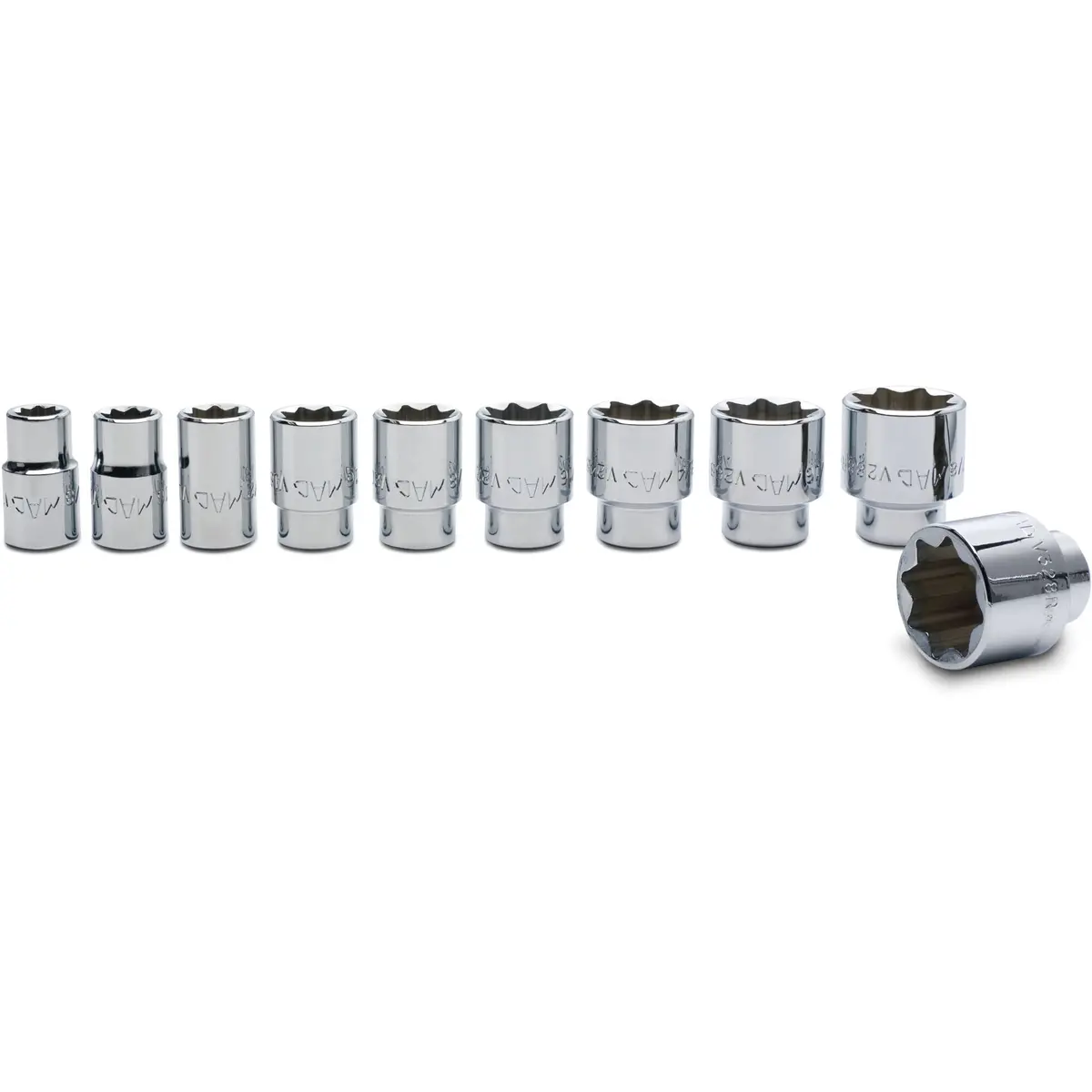 10-Pc. 1/2" Drive Sae Socket Set - 8-Pt. 1