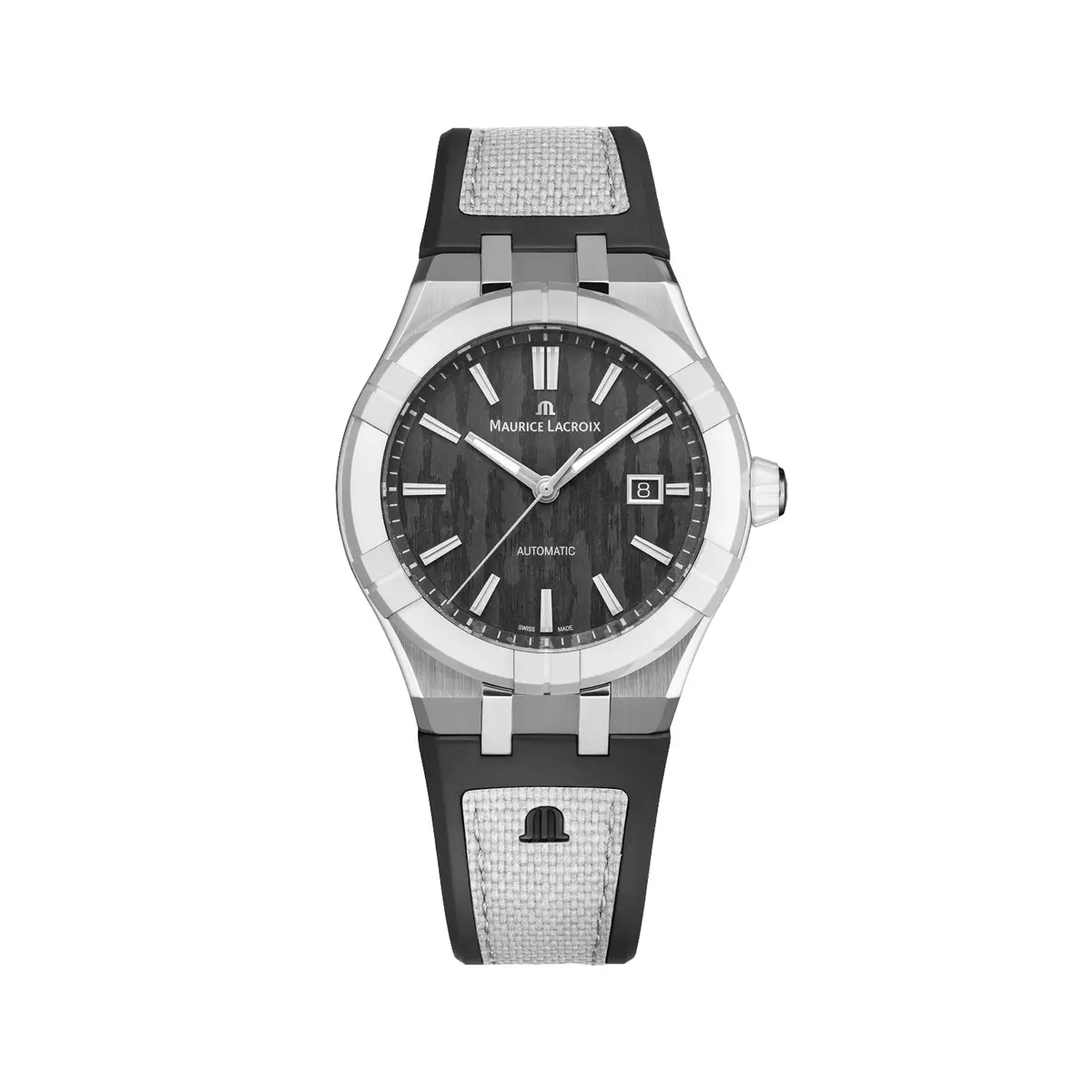 Aikonic Automatic 43Mm - Black Carbon On White And Black Rubber Strap 1