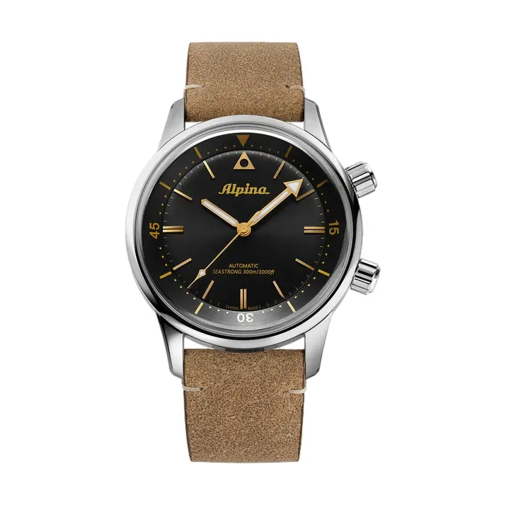 Seastrong Diver 300 Heritage 42Mm - Black On Leather Strap 1