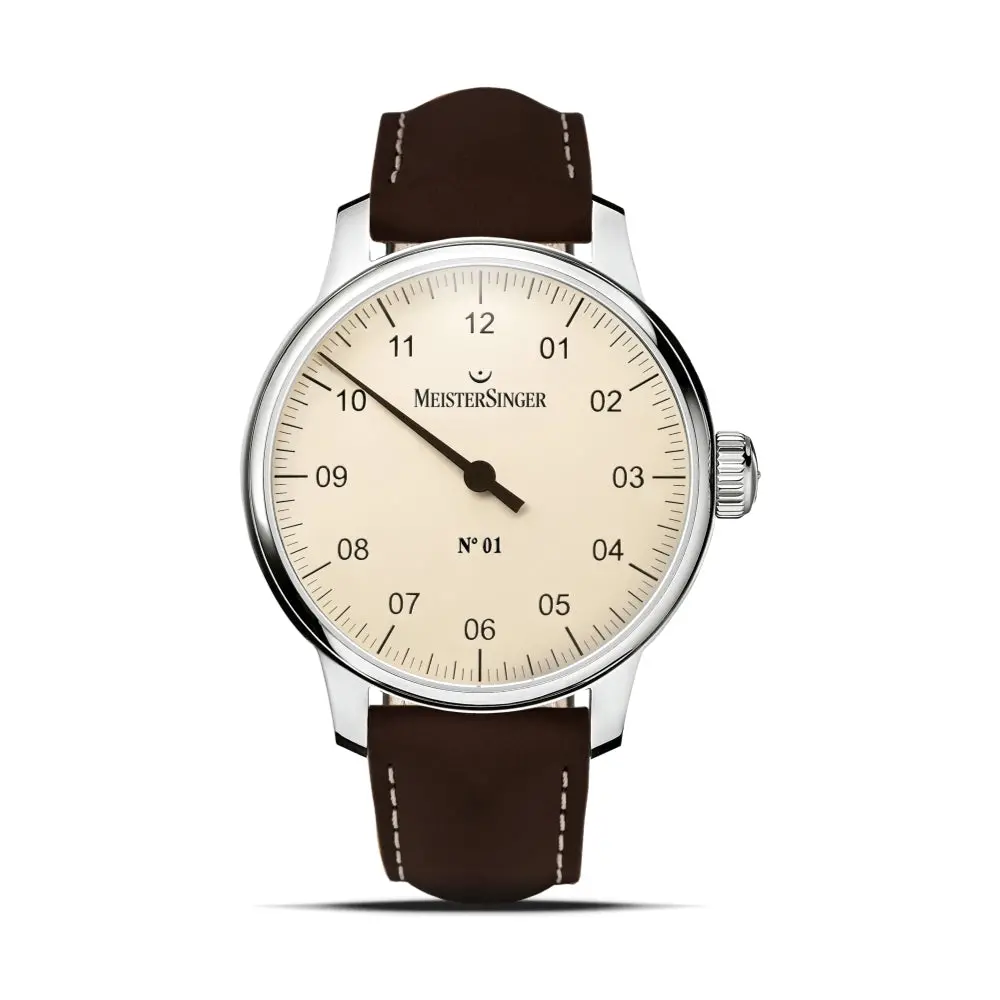 №01 43Mm - Ivory On Leather Strap 1