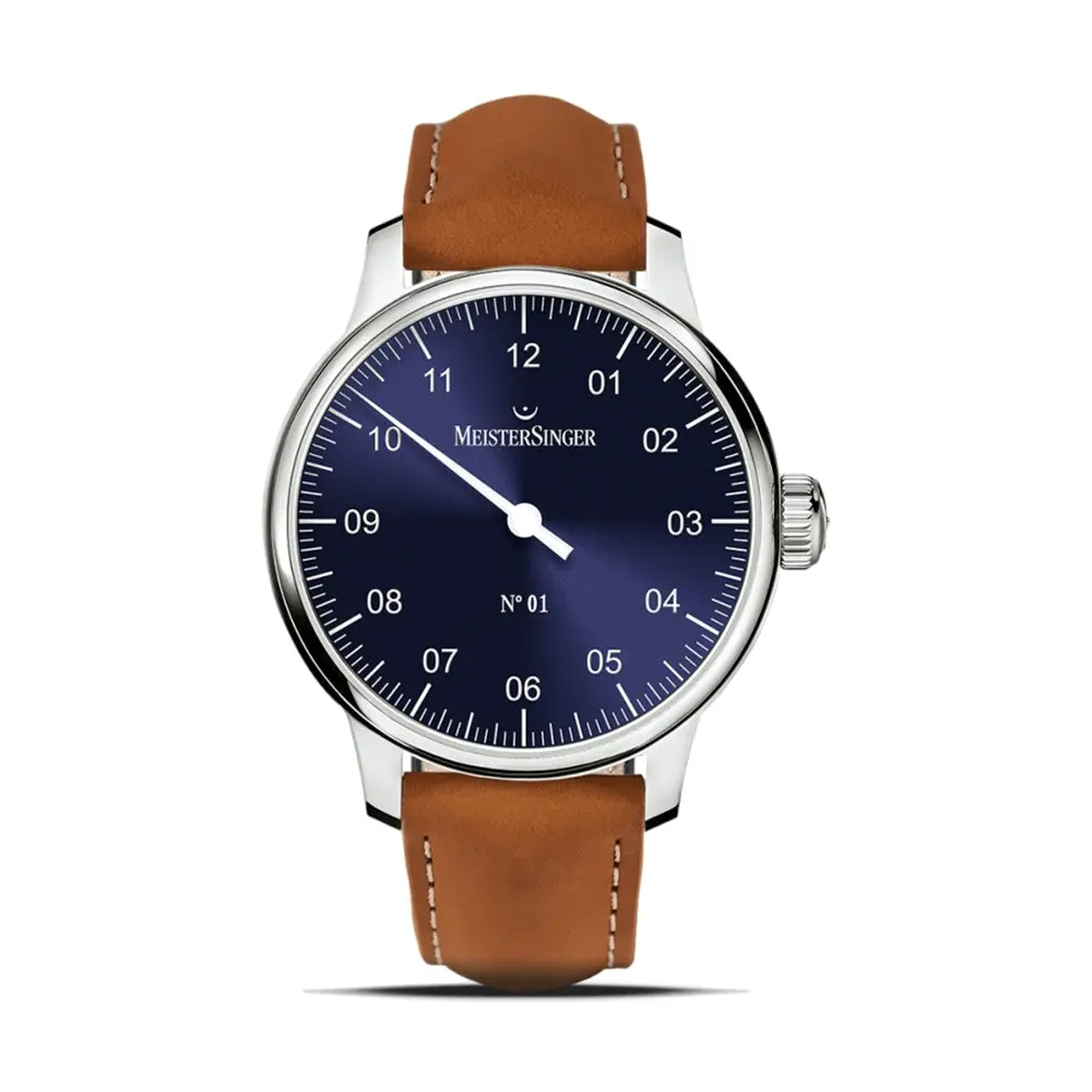 №01 43Mm - Blue On Leather Strap 1