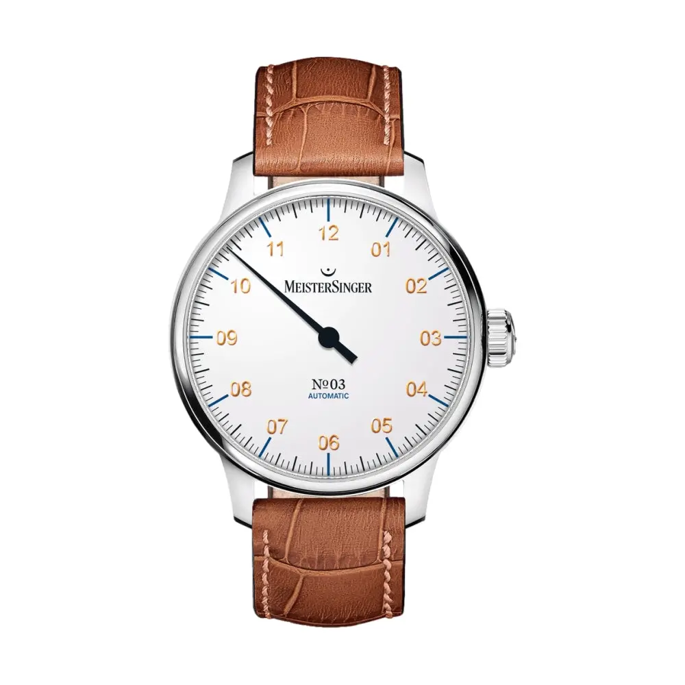 №03 43Mm - White On Leather Strap 1