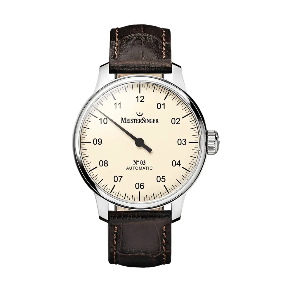 №03 43Mm - Ivory On Leather Strap 1