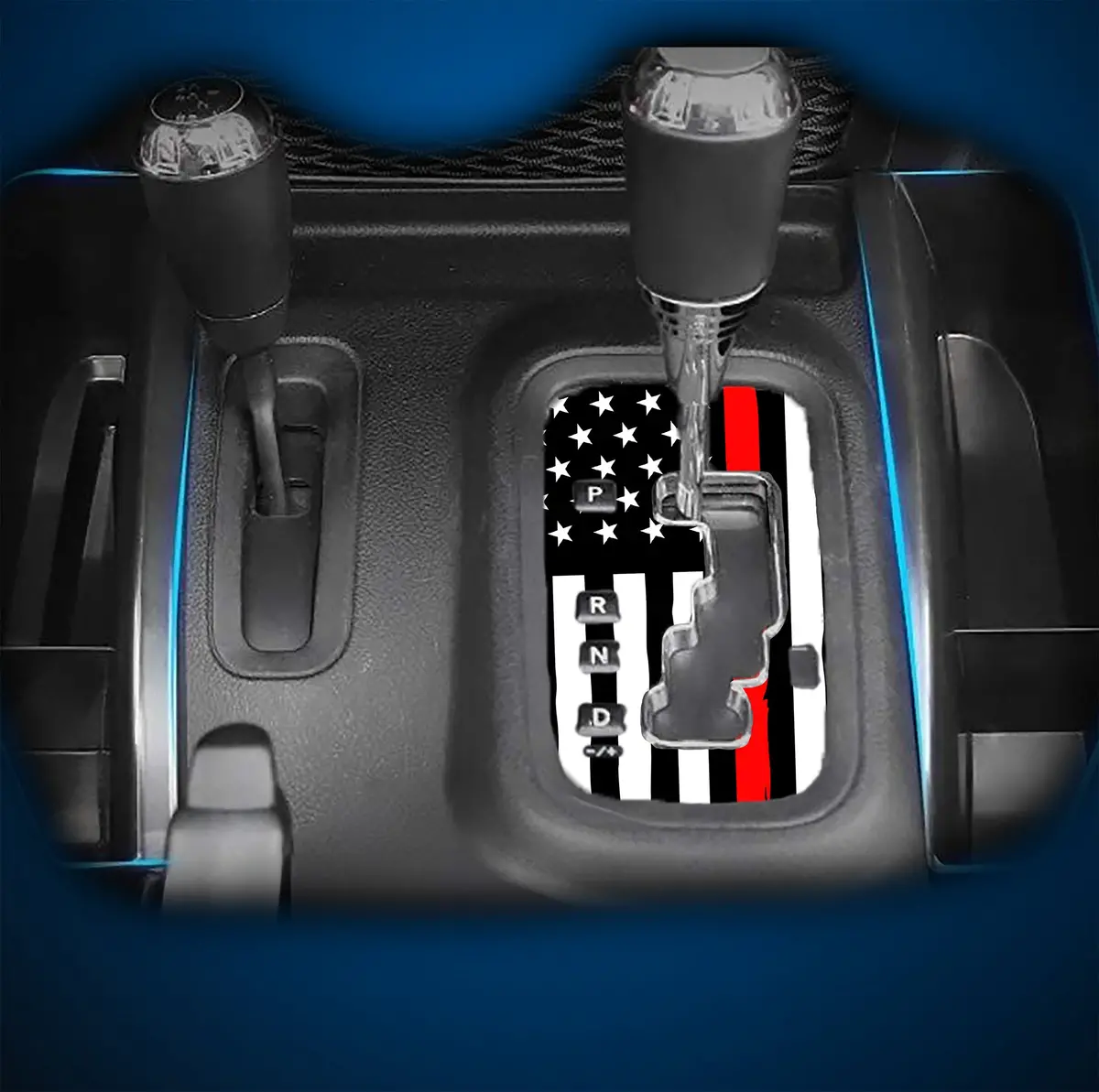 American Flag Fire And White Jk Shifter Decal 1