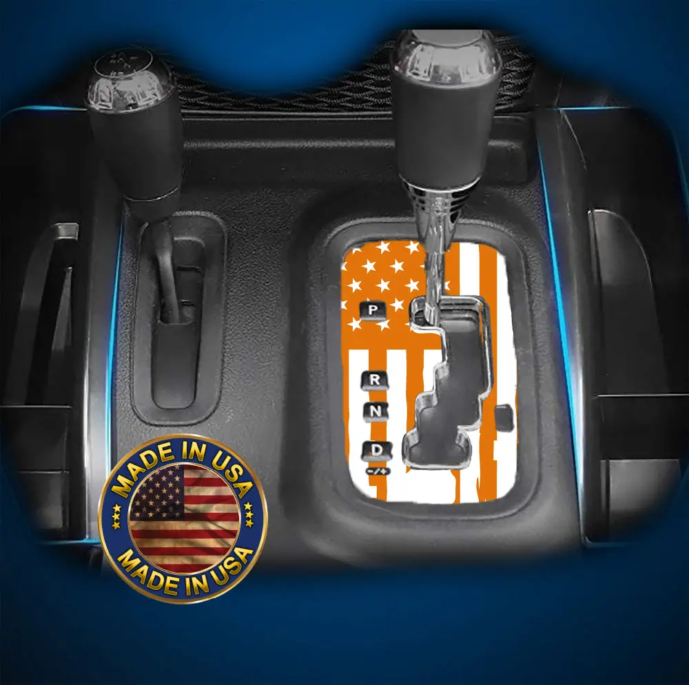 American Flag Orange And White Jk Shifter Decal 1