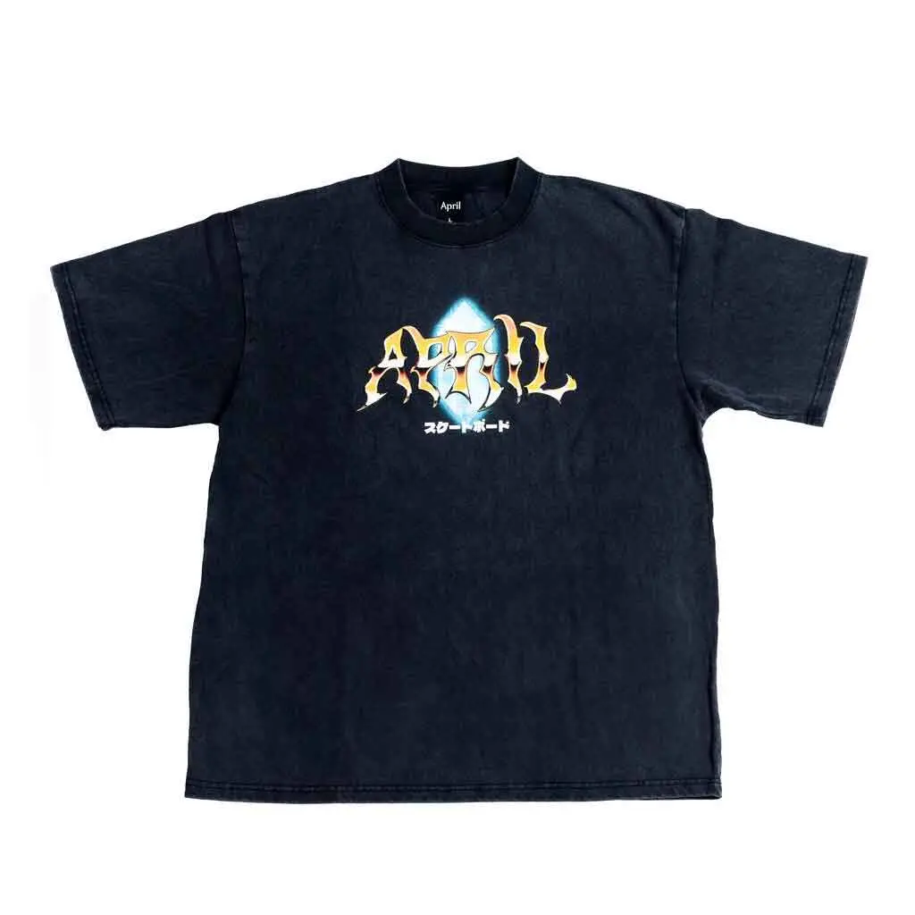 April Skateboarding Tee - Washed Black 1