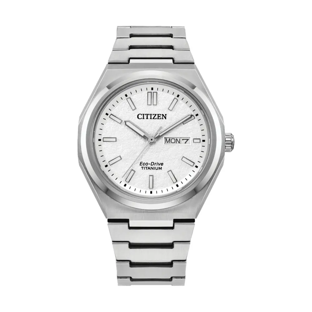 Zenshin Three-Hand Eco Drive Super Titanium 39Mm - White On Bracelet 1