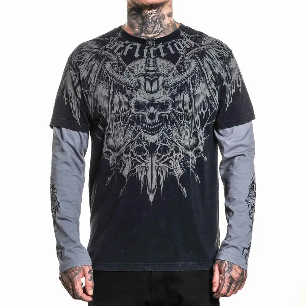 Affliction Electric Fire 2Fer L/S Tee - Black Lava/Charcoal 1