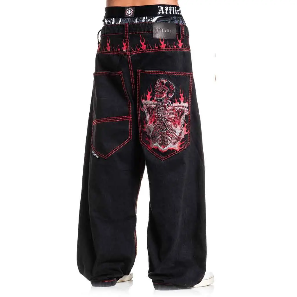 Affliction Extra Wide Flameful Faith Pant - Black Denim 1