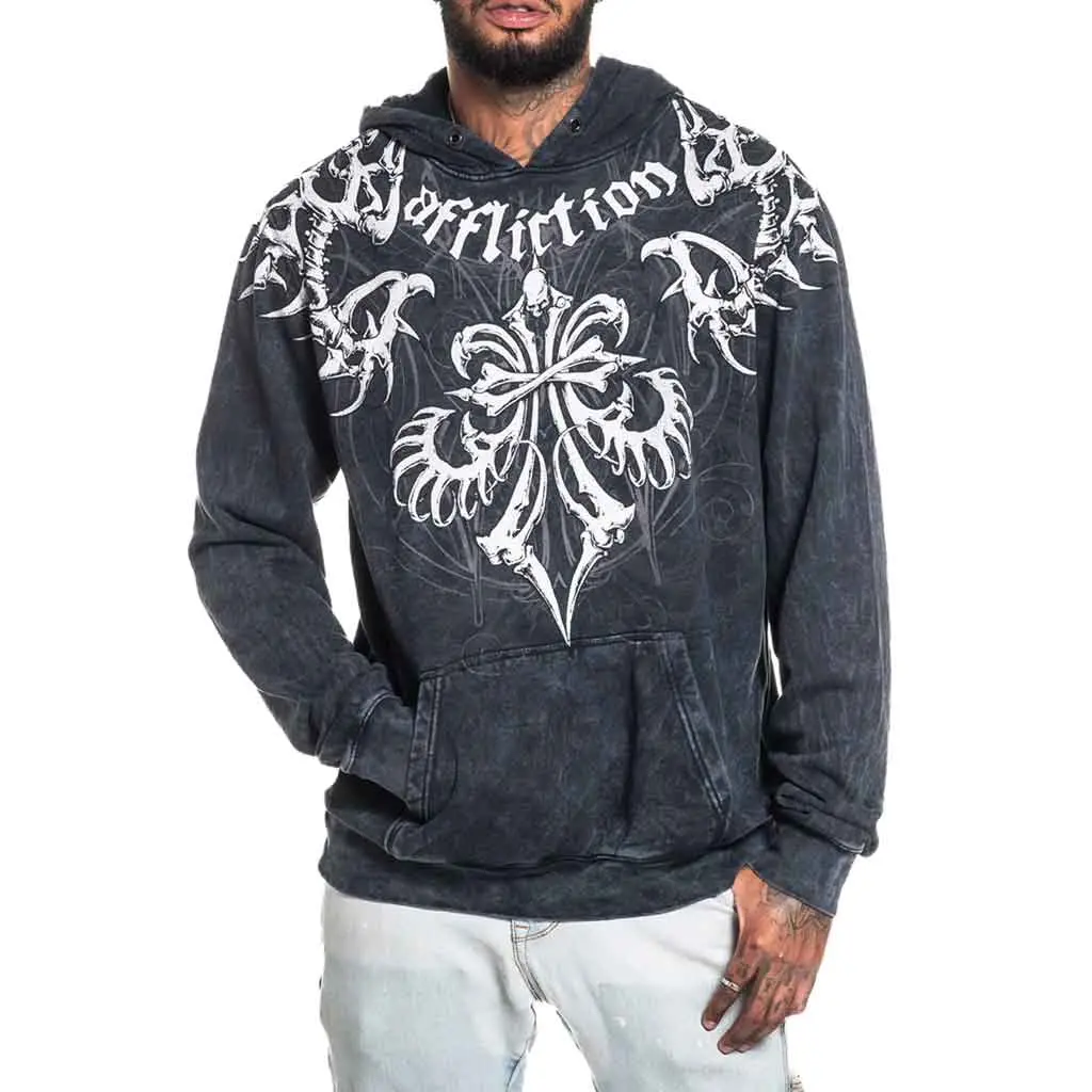 Affliction Skeleton P/O Hoodie - Black Lava 1
