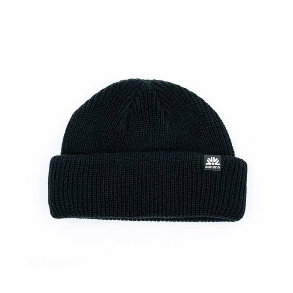 Autumn Double Roll Beanie - Black 1