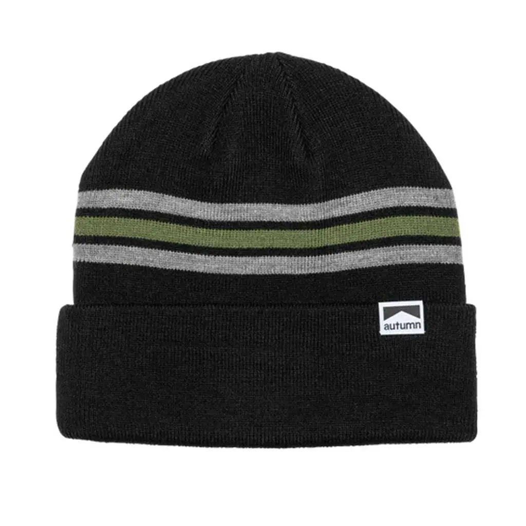 Autumn Bold Stripe Beanie - Black 1