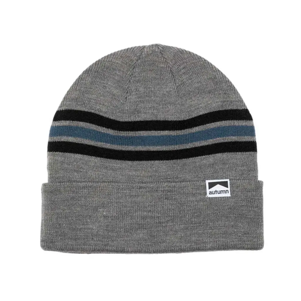 Autumn Bold Stripe Beanie - Grey 1