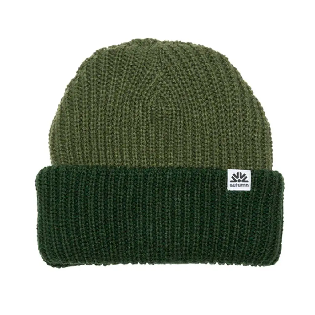 Autumn Dual Tone Beanie - Dark Green 1