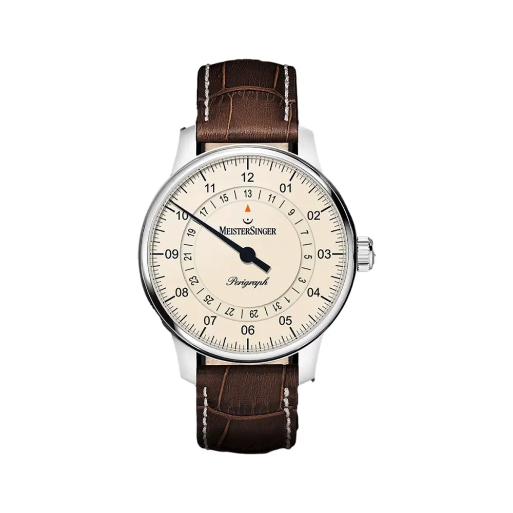 Perigraph 38Mm - Ivory On Leather Strap 1