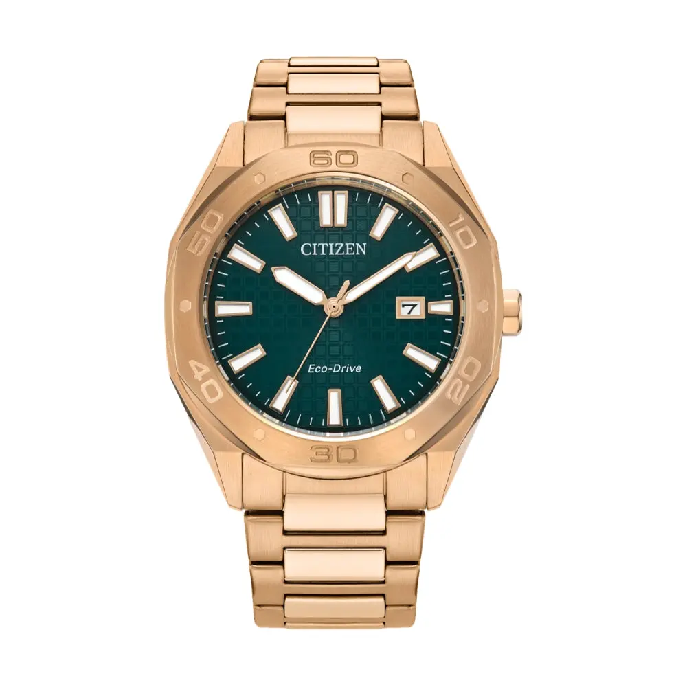 Odyn Gold Pvd 41Mm - Green On Bracelet 1