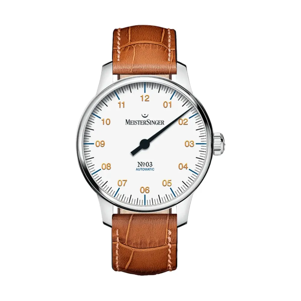 №03 38Mm - White On Leather Strap 1