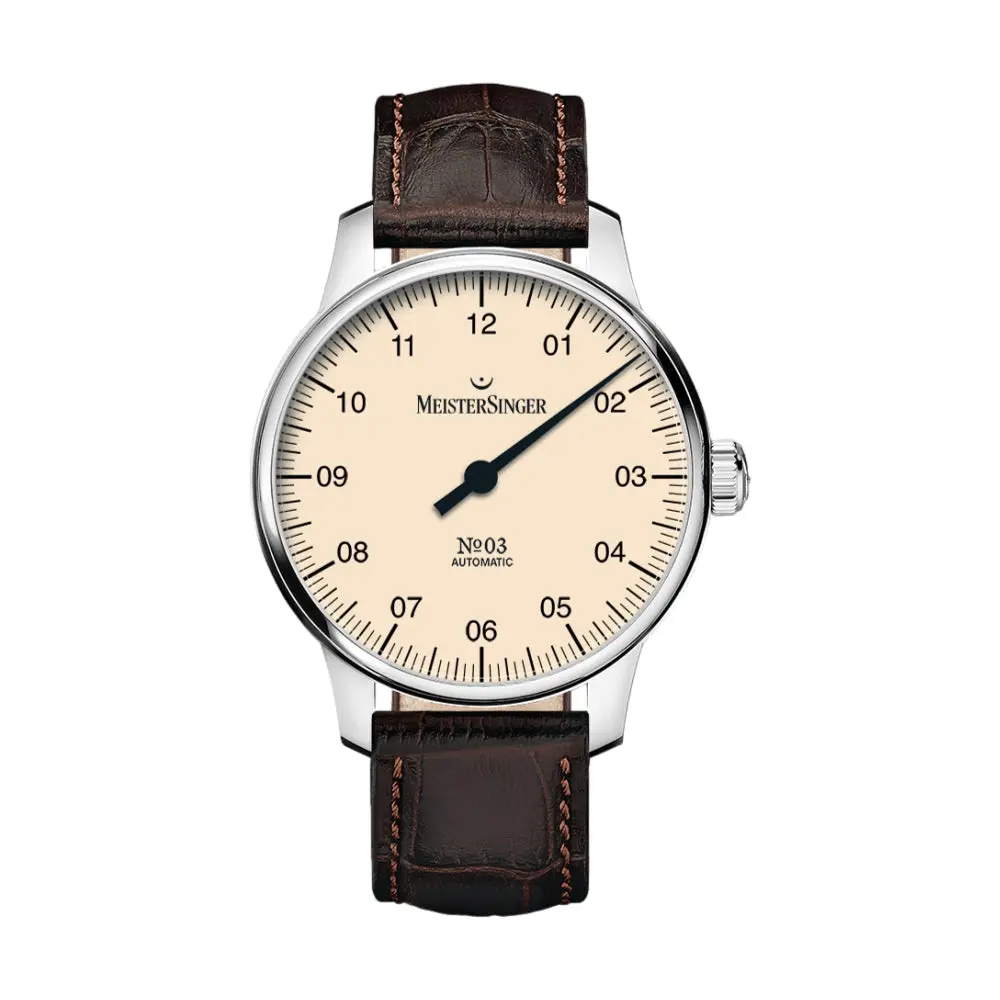 №03 38Mm - Ivory On Leather Strap 1