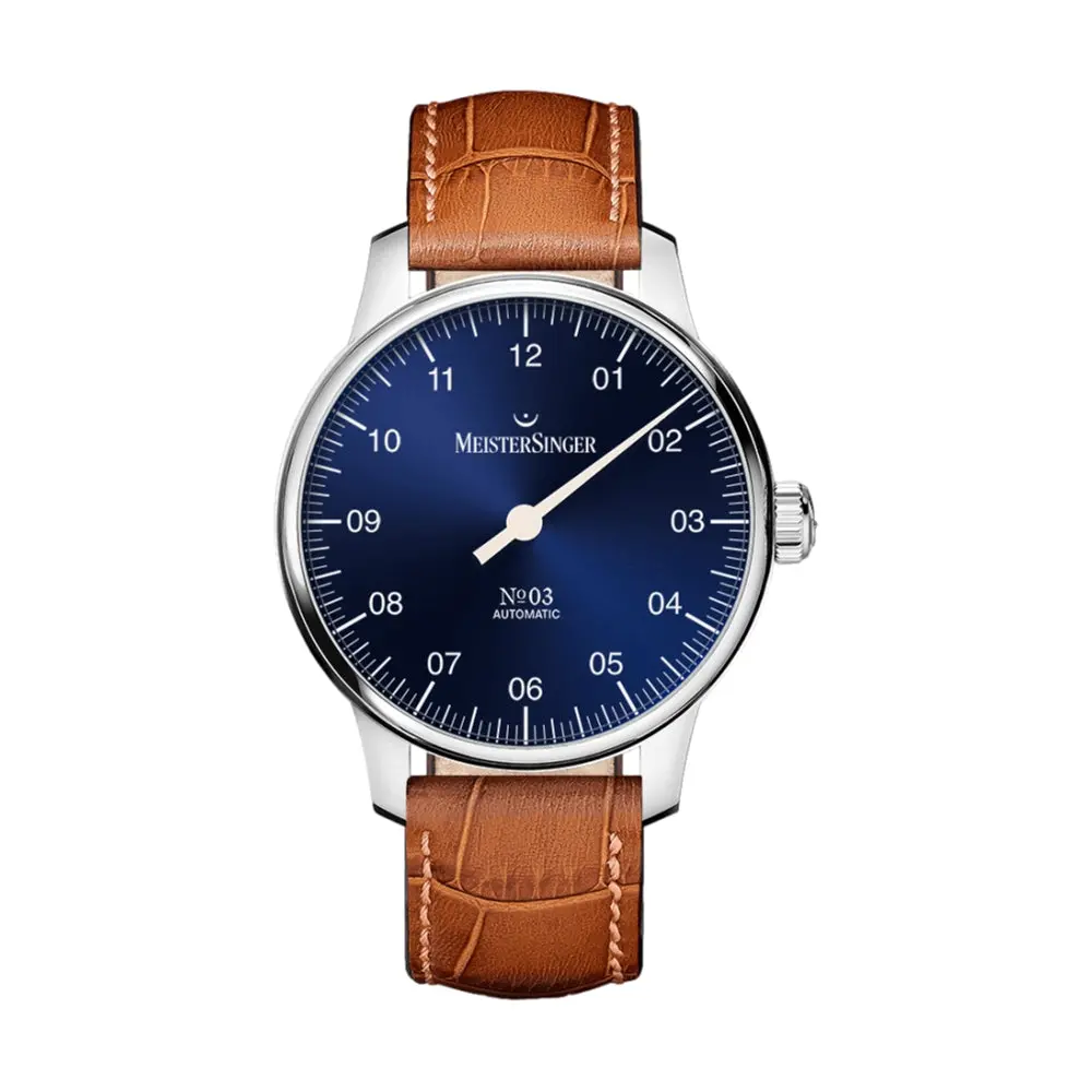 №03 38Mm - Sunburst Blue On Leather Strap 1