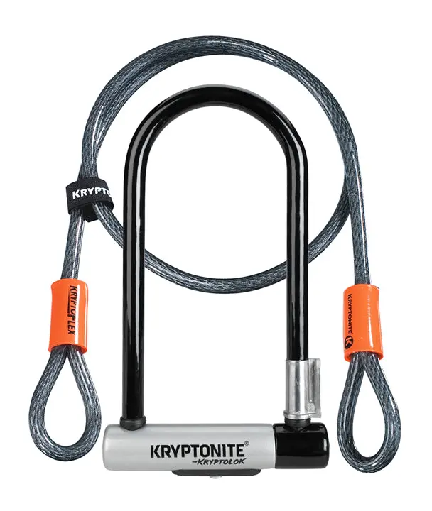 Kryptonite, Kryptolok Std W/Cable (Dd), U-Lock, Key, 101X229mm (With 122Cm Cable), 4''X9'' + 4', Thickness In Mm: 13Mm, Grey 1