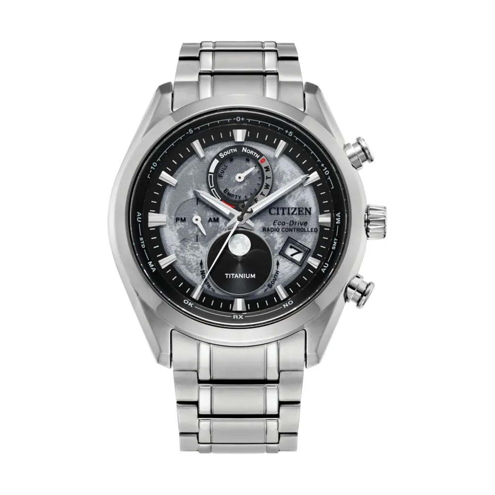 Tsuki-Yomi A-T Super Titanium Radio-Controlled Moonphase 43Mm - Grey On Bracelet 1