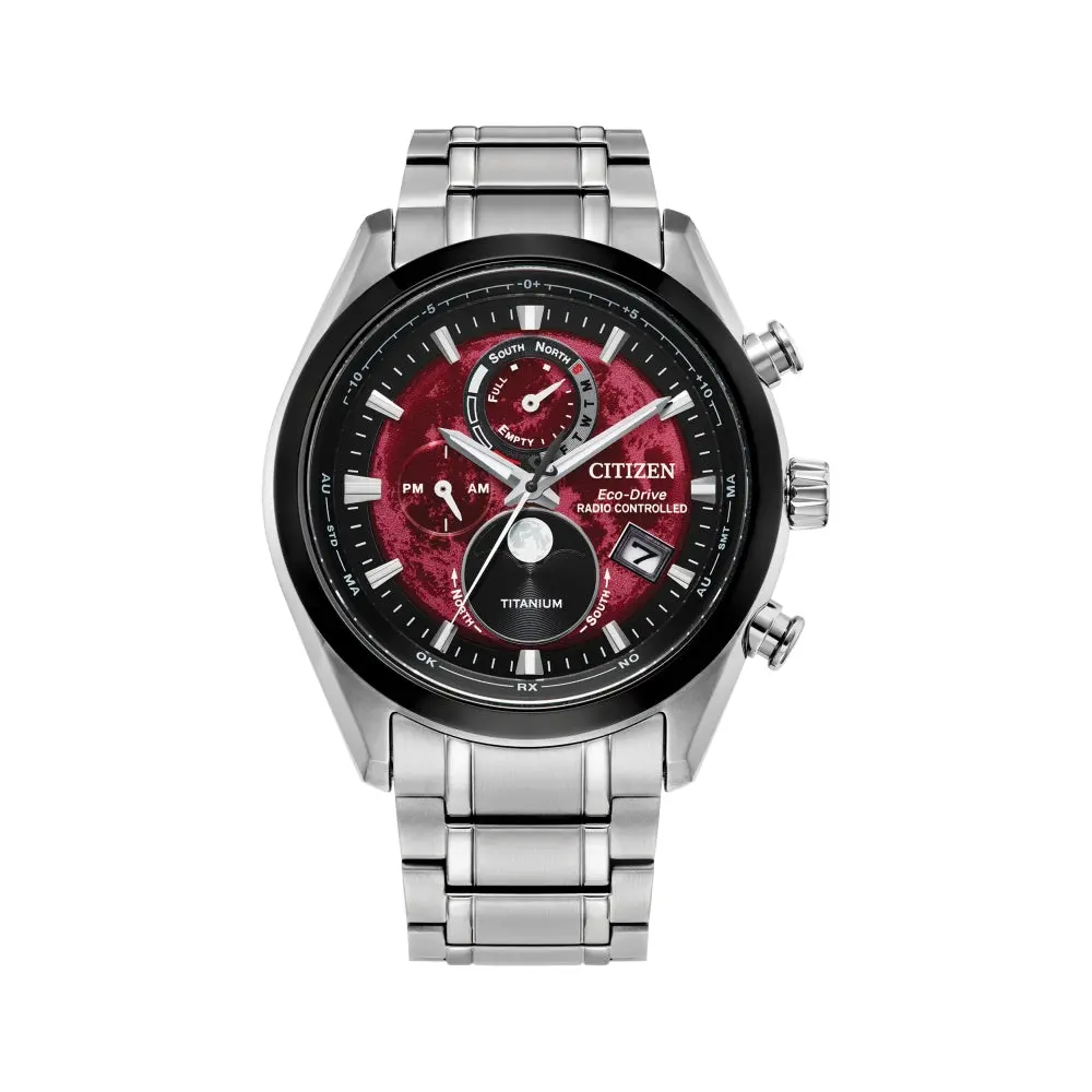 Tsuki-Yomi A-T Sport Luxury H874 Eco-Drive 43Mm - Red On Bracelet 1