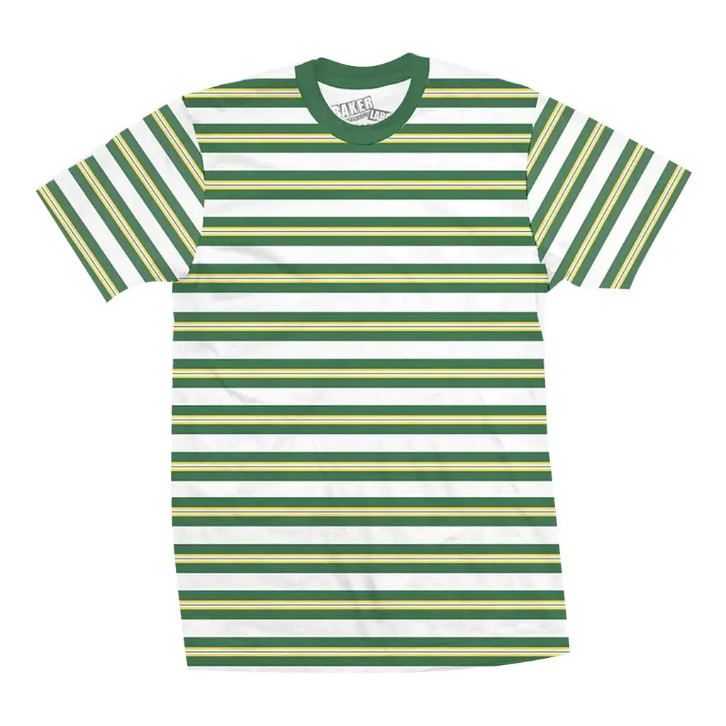 Baker Capital B Stripe Tee - Green/Yellow 1